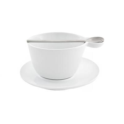 Front of the House DCS040WHP23 6" Round Harmony Saucer - Porcelain, White, 12/Case