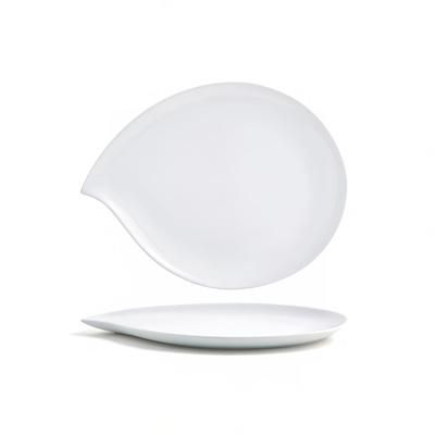 Front of the House DDP038WHP22 Teardrop Plate - 12" x 9 1/2", Porcelain, White