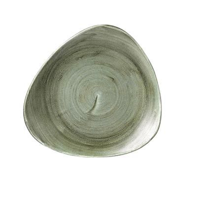 Churchill PABGTR101 10 1/2" Triangular Patina Plate - Ceramic, Burnished Green, 1 Dozen
