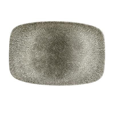 Churchill RKBQOBL41 12" x 7 4/5" Oblong Raku Chef's Plate - Ceramic Quartz Black