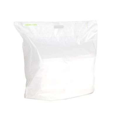 LK Packaging FT211810 Fast Take Tamper-Evident Carryout Bag w/ Handle - 18"W x 21"L, White, Adhesive Closure, Clear