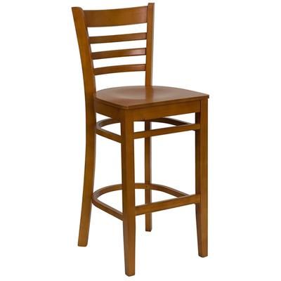 Flash Furniture XU-DGW0005BARLAD-CHY-GG Commercial Bar Stool w/ Ladder Back & Solid Wood Seat, Cherry