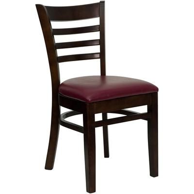 Flash Furniture XU-DGW0005LAD-WAL-BURV-GG Restaurant Chair w/ Ladder Back & Burgundy Vinyl Seat - Beechwood, Walnut Finish