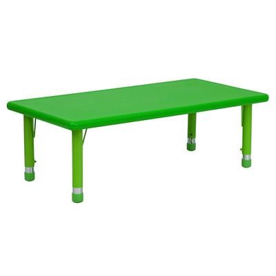 Flash Furniture YU-YCX-001-2-RECT-TBL-GREEN-GG Rectangular Preschool Activity Table - 48"L x 24"W, Plastic Top, Green