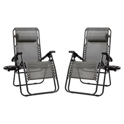 Flash Furniture 2-GM-103122SS-GR-GG Reclining Lounge Chair - Gray Mesh w/ Black Steel Frame