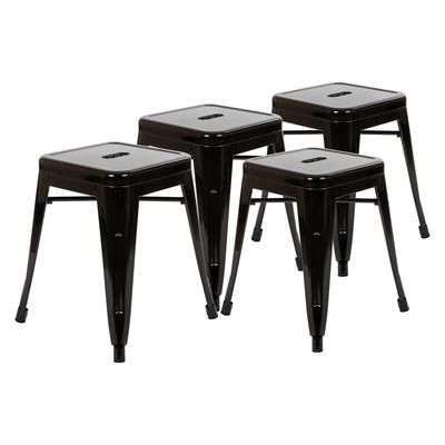 Flash Furniture ET-BT3503-18-BLK-GG Stacking Backless Dining Stool - Iron, Black
