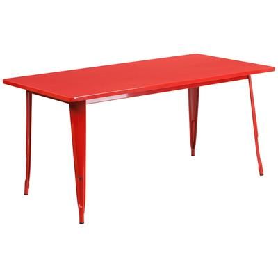 Flash Furniture ET-CT005-RED-GG Rectangular Dining Height Table - 63"W x 31 1/2"D, Steel, Red
