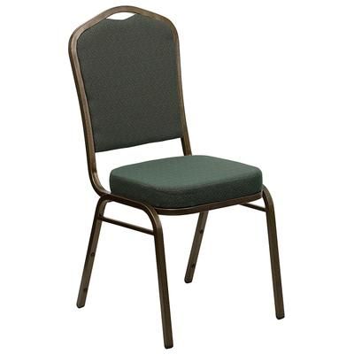 Flash Furniture FD-C01-GOLDVEIN-0640-GG Stacking Banquet Chair w/ Green Patterned Fabric Back & Seat - Steel Frame, Gold Vein