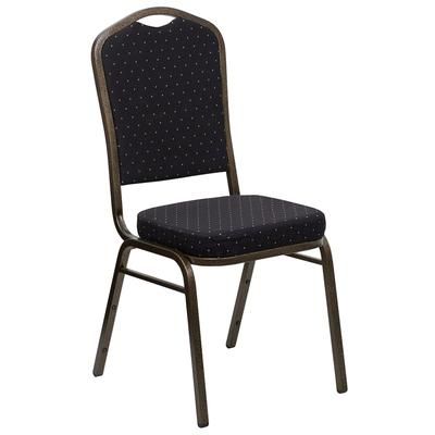 Flash Furniture FD-C01-GOLDVEIN-S0806-GG Stacking Banquet Chair w/ Black Patterned Fabric Back & Seat - Steel Frame, Gold Vein
