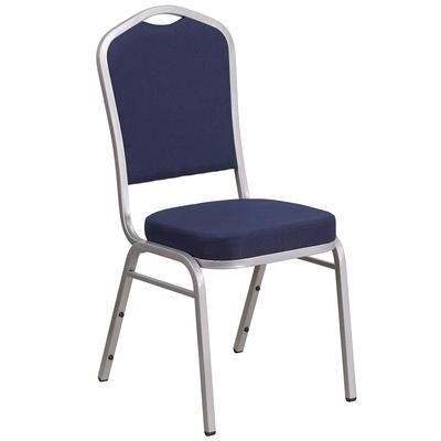 Flash Furniture FD-C01-S-2-GG Stacking Banquet Chair w/ Navy Blue Fabric Back & Seat - Steel Frame, Silver