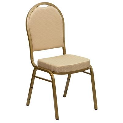 Flash Furniture FD-C03-ALLGOLD-H20124E-GG Stacking Banquet Chair w/ Beige Patterned Fabric Back & Seat - Steel Frame, Gold