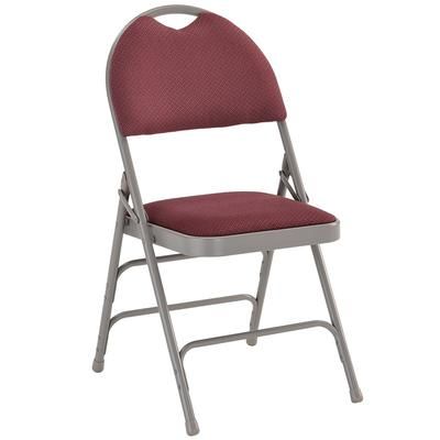 Flash Furniture HA-MC705AF-3-BY-GG Extra Large Folding Chair w/ Burgundy Fabric Back & Seat - Steel Frame, Gray, Triple Braced, Gray & Burgundy