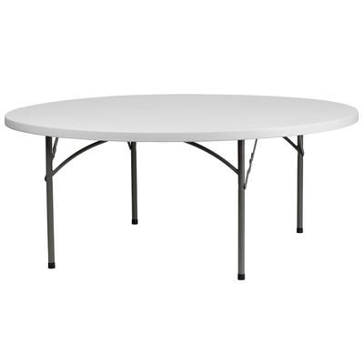 Flash Furniture RB-72R-GG 72" Round Folding Table w/ Granite White Plastic Top, 29"H