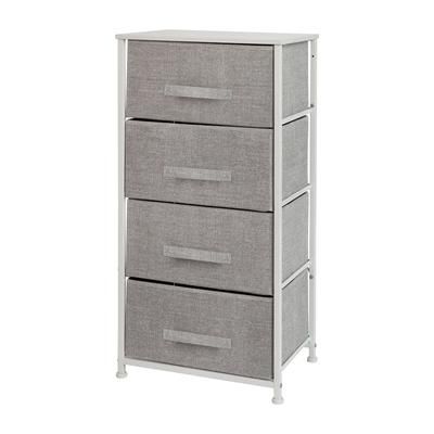 Flash Furniture WX-5L203-X-WH-GR-GG 17 3/4"W Storage Organizer w/ 4 Light Gray Fabric Drawers, White Cast Iron Frame