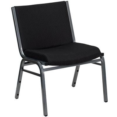 Flash Furniture XU-60555-BK-GG Big & Tall Stacking Chair w/ Black Patterned Polyester Back & Seat - Steel Frame, Silver Vein, 1000 lb. rated, Black Fabric