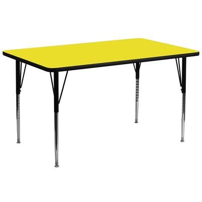 Flash Furniture XU-A3072-REC-YEL-H-A-GG Rectangular Activity Table - 72"L x 30"W, Laminate Top, Yellow