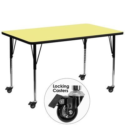 Flash Furniture XU-A3072-REC-YEL-T-A-CAS-GG Rectangular Mobile Activity Table - 72"L x 30"W, Laminate Top, Yellow