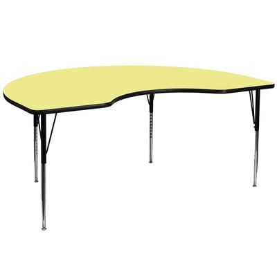 Flash Furniture XU-A4872-KIDNY-YEL-T-A-GG Kidney Shaped Activity Table - 72"L x 48"W, Laminate Top, Yellow