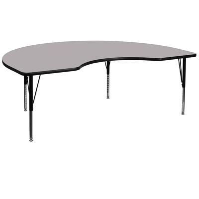 Flash Furniture XU-A4896-KIDNY-GY-T-P-GG Kidney Shaped Activity Table - 96"L x 48"W, Laminate Top, Gray