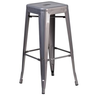 Flash Furniture XU-DG-TP0004-30-GG Backless Commercial Bar Stool w/ Metal Seat, Silver