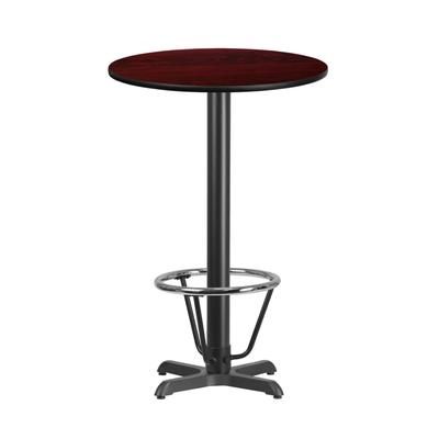 Flash Furniture XU-RD-24-MAHTB-T2222B-3CFR-GG 24" Round Bar Height Table - Mahogany Laminate Top, Cast Iron Base, Chrome