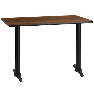 Flash Furniture XU-WALTB-3042-T0522-GG Rectangular Dining Height Table w/ Walnut Laminate Top - 42"W x 30"D, Cast Iron Base, Black