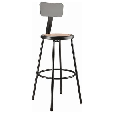 National Public Seating 6230B-10 Round Stool w/ Solid Back & Masonite Board Seat, Black