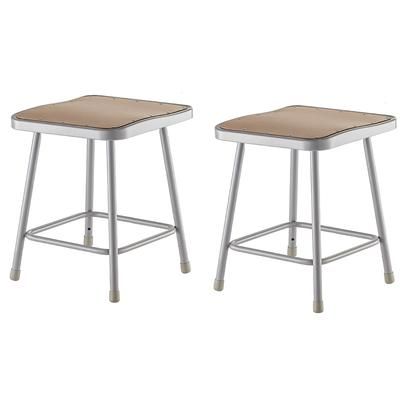 National Public Seating 6318 CR6200 Square Backless Stool w/ Masonite Board Seat, Gray