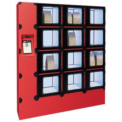 Hatco F2G-34-A 12 Compartment Floor Model Heated Food Locker - 62 1/8"W x 14 1/3"D x 71 1/4"H, 120v, 12 Lockers, Red