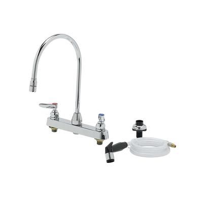T&S B-1174 Deck Mount Workboard Faucet w/ 8" Swing Spout & 4' Hose, 8" Centers, Gooseneck Spout
