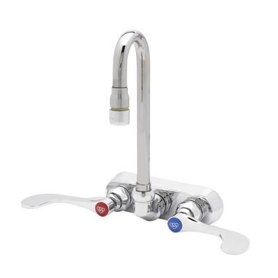 T&S B-2459 Splash Mount Faucet - 2 7/8" Swivel/Rigid Gooseneck Spout, 4" Centers, Chrome