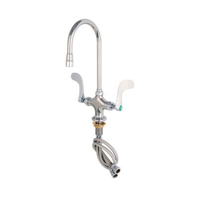 T&S BL-5704-05 Lab Mixing Faucet w/ Swivel Gooseneck, Aerator, 4" Handles, Stainless Steel
