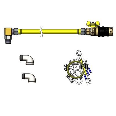T&S HG-4D-48G-SEL 48" Gas Connector Hose w/ Quick Disconnect, 2 Street Elbows, & SwiveLink Fittings