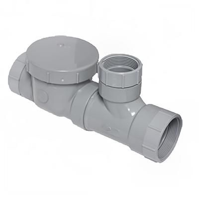 Canplas 3934150AT Threaded Format Flow Control w/ Fittings, Cleanout & Air Intake, 50 GPM, 4", Gray