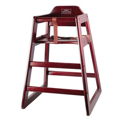 Winco CHH-103 29 3/4" Stackable Wood High Chair w/ Waist Strap, Mahogany, Brown