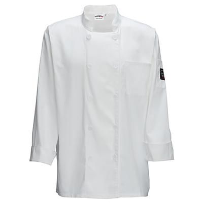 Winco UNF-5WL Double Breasted Chef's Jacket w/ Long Sleeves - Poly/Cotton, White, Large