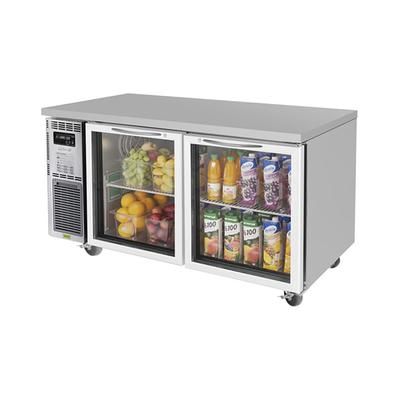 Turbo Air JUR-60-G-N 59" W Undercounter Refrigerator w/ (2) Sections & (2) Doors, 115v, Side-Mounted Compressor, Silver