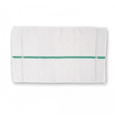 Chef Revival HTI15GS White Terry Cloth Bar Towel w/ Green Stripes, 15" x 25"