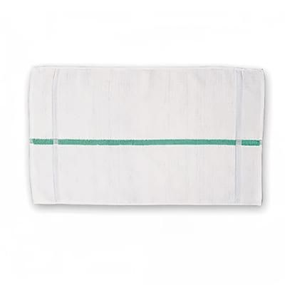 Chef Revival HTI15GS White Terry Cloth Bar Towel w/ Green Stripes, 15" x 25", 1 Dozen