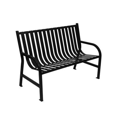 Witt M4-BCH-BK 48" Oakley Bench - Outdoor, Steel Frame, Black, Black Steel, Slatted Flat Bar