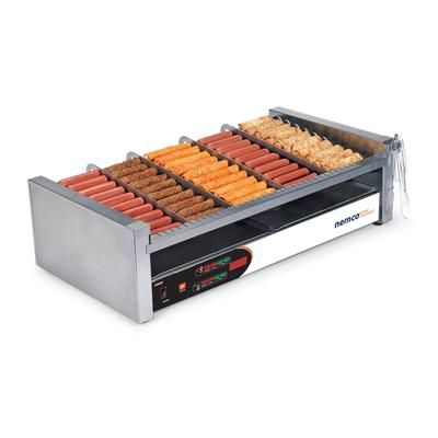 Nemco 8250SX-SLT 50 Hot Dog Roller Grill w/ Manual Controls - Slanted Top, 120v, Stainless Steel
