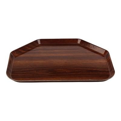 Cambro 1520TR308 Fiberglass Camtray Cafeteria Tray - 19 1/2"L x 14 1/2"W, Burma Teak, Trapezoid, Brown