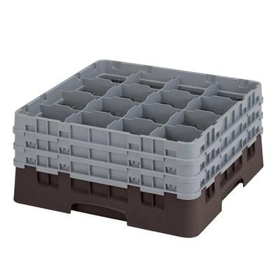 Cambro 16S738167 Camrack Glass Rack w/ 16 Compartments - 16 Gray Extenders, Brown, 3 Gray Extenders