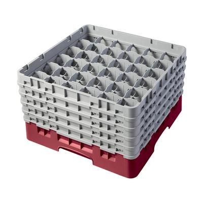 Cambro 36S1058416 Camrack Glass Rack w/ 36 Compartments - 36 Gray Extenders, Cranberry, Cranberry Base, 5 Soft Gray Extenders, Red, Case of 2
