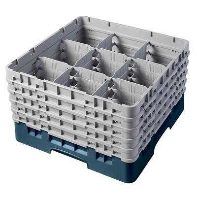 Cambro 9S958414 Camrack Glass Rack w/ 9 Compartments - 9 Gray Extenders, Teal, 10-1/8" Max Height, Blue
