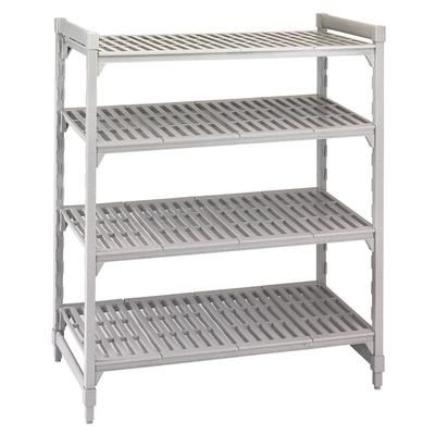 Cambro CPU213664V4480 36" NSF 4-Tier Polymer Shelf Kit - Camshelving Premium, 21"W, 64"H, 4 Vented Shelves, 36" x 21" x 64", Gray