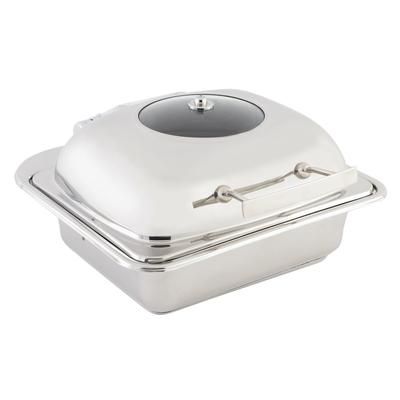 Bon Chef 20301 Half Size Chafer w/ Lift-off Lid & Induction Heat, Induction Ready, Glass Top, Silver