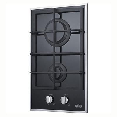 Summit GC2BGL Gas On Glass Cook Top w/ 2Sealed Burners, 11 x 18 7/8", Black