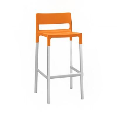 emu B9208 (66) 39" Olly Barstool w/ Solid Back & Seat - Aluminum/Plastic, Orange, Polypropylene/Aluminum, Red