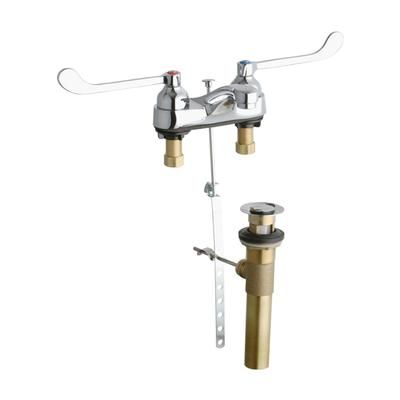 Elkay LK403T6 Deck Mount Lavatory Faucet w/ 3 1/2" Spout & 6" Wristblade Handles - 4" Centers, Chrome Plated